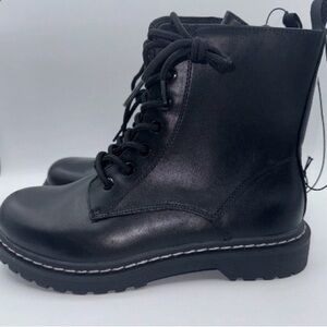 Torrid Womens Size 9 WW Combat Moto Boots Black Side Zip Lace Up Front